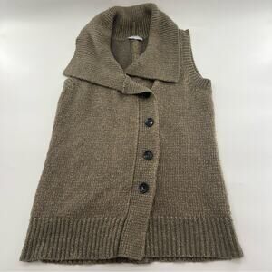 Soft Surroundings Brown Gold Cardigan Shawl Collar Women’s Holiday Vest Wool